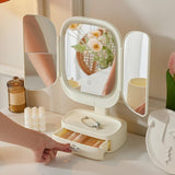 Maxbell Tabletop Makeup Mirror Gifts Easy Carrying for Household Bathroom Apartments Beige