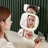 Maxbell Tabletop Makeup Mirror Gifts Easy Carrying for Household Bathroom Apartments Beige