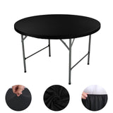 Maxbell Fitted Round Table Cloth Elastic Edge Non Slip Lightweight Round Table Cover Black