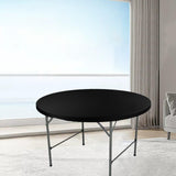 Maxbell Fitted Round Table Cloth Elastic Edge Non Slip Lightweight Round Table Cover Black