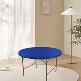 Maxbell Fitted Round Table Cloth Elastic Edge Non Slip Lightweight Round Table Cover Blue