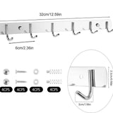 Maxbell 2 Pieces Wall Mounted 6 Hooks for Hanging Stainless Steel for Homes Bedrooms