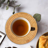 Maxbell Rattan Coaster Plate Pad Drink Coaster for Dining Table Coffee Cup Coutertop