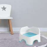 Maxbell Kids Small Stool Comfortable with Back Footstool for Bedroom Bedside Nursery Blue