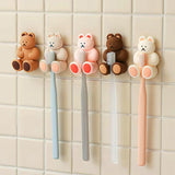 Maxbell Toothbrush Hook Multiuse Home Storage Rack Wall Hook for Office Kitchen Dorm Brown Bear