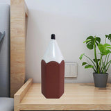 Maxbell Pencil Shaped Pen Holder Cute Makeup Brush Holder for Office Desk Home Decor Brown