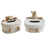 Maxbell Cotton Thread Tissue Box Tissue Storage Box for Office Coffee Table Bathroom bear