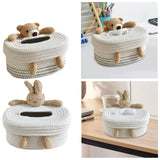 Maxbell Cotton Thread Tissue Box Tissue Storage Box for Office Coffee Table Bathroom bear