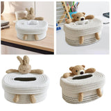 Maxbell Cotton Thread Tissue Box Tissue Storage Box for Office Coffee Table Bathroom bear