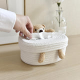 Maxbell Cotton Thread Tissue Box Tissue Storage Box for Office Coffee Table Bathroom bear