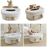 Maxbell Cotton Thread Tissue Box Tissue Storage Box for Office Coffee Table Bathroom bear