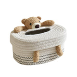 Maxbell Cotton Thread Tissue Box Tissue Storage Box for Office Coffee Table Bathroom bear