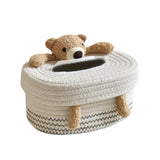 Maxbell Cotton Thread Tissue Box Tissue Storage Box for Office Coffee Table Bathroom bear