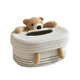 Maxbell Cotton Thread Tissue Box Tissue Storage Box for Office Coffee Table Bathroom bear