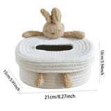 Maxbell Cotton Thread Tissue Box Tissue Storage Box for Office Coffee Table Bathroom rabbit