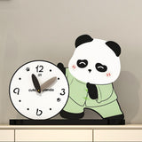 Maxbell Adorable Panda Clock Ornament Home Decor Silent for Bedroom Living Room Dorm Style B