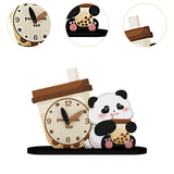 Maxbell Adorable Panda Clock Ornament Home Decor Silent for Bedroom Living Room Dorm Style C
