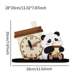 Maxbell Adorable Panda Clock Ornament Home Decor Silent for Bedroom Living Room Dorm Style C