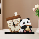 Maxbell Adorable Panda Clock Ornament Home Decor Silent for Bedroom Living Room Dorm Style C