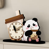 Maxbell Adorable Panda Clock Ornament Home Decor Silent for Bedroom Living Room Dorm Style C