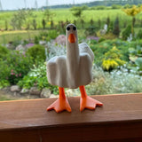 Maxbell Funny Middle Finger Duck Statue Cute Desk Decor for Yard Office Housewarming Style A