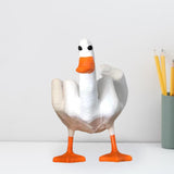 Maxbell Funny Middle Finger Duck Statue Cute Desk Decor for Yard Office Housewarming Style B