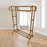 Maxbell Clothes Organizer Rack with Shelf Clothing Rack for Balcony Cloakroom Shirts Gold