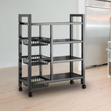 Maxbell Storage Shelves with Wheels Metal Shelving Rack for Basement Bathroom Pantry 80cmx108cm