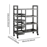 Maxbell Storage Shelves with Wheels Metal Shelving Rack for Basement Bathroom Pantry 80cmx135cm