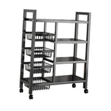 Maxbell Storage Shelves with Wheels Metal Shelving Rack for Basement Bathroom Pantry 80cmx135cm