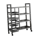 Maxbell Storage Shelves with Wheels Metal Shelving Rack for Basement Bathroom Pantry 80cmx135cm