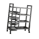 Maxbell Storage Shelves with Wheels Metal Shelving Rack for Basement Bathroom Pantry 80cmx135cm