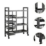 Maxbell Storage Shelves with Wheels Metal Shelving Rack for Basement Bathroom Pantry 80cmx135cm