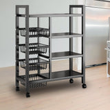 Maxbell Storage Shelves with Wheels Metal Shelving Rack for Basement Bathroom Pantry 80cmx135cm