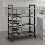 Maxbell Storage Shelves with Wheels Metal Shelving Rack for Basement Bathroom Pantry 80cmx135cm