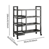 Maxbell Storage Shelves with Wheels Metal Shelving Rack for Basement Bathroom Pantry 90cmx108cm