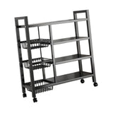 Maxbell Storage Shelves with Wheels Metal Shelving Rack for Basement Bathroom Pantry 90cmx108cm