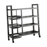 Maxbell Storage Shelves with Wheels Metal Shelving Rack for Basement Bathroom Pantry 90cmx108cm