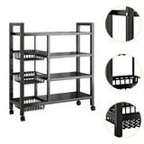 Maxbell Storage Shelves with Wheels Metal Shelving Rack for Basement Bathroom Pantry 90cmx108cm