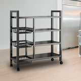 Maxbell Storage Shelves with Wheels Metal Shelving Rack for Basement Bathroom Pantry 90cmx108cm