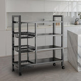 Maxbell Storage Shelves with Wheels Metal Shelving Rack for Basement Bathroom Pantry 90cmx108cm