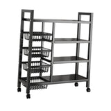 Maxbell Storage Shelves with Wheels Metal Shelving Rack for Basement Bathroom Pantry 90cmx135cm