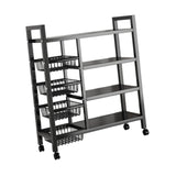 Maxbell Storage Shelves with Wheels Metal Shelving Rack for Basement Bathroom Pantry 90cmx135cm