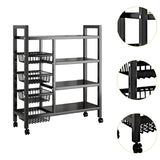 Maxbell Storage Shelves with Wheels Metal Shelving Rack for Basement Bathroom Pantry 90cmx135cm