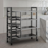 Maxbell Storage Shelves with Wheels Metal Shelving Rack for Basement Bathroom Pantry 90cmx135cm