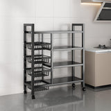 Maxbell Storage Shelves with Wheels Metal Shelving Rack for Basement Bathroom Pantry 90cmx135cm