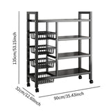 Maxbell Storage Shelves with Wheels Metal Shelving Rack for Basement Bathroom Pantry 90cmx135cm