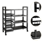 Maxbell Storage Shelves with Wheels Metal Shelving Rack for Basement Bathroom Pantry 115cmx135cm