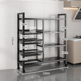 Maxbell Storage Shelves with Wheels Metal Shelving Rack for Basement Bathroom Pantry 115cmx135cm