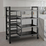 Maxbell Storage Shelves with Wheels Metal Shelving Rack for Basement Bathroom Pantry 115cmx135cm